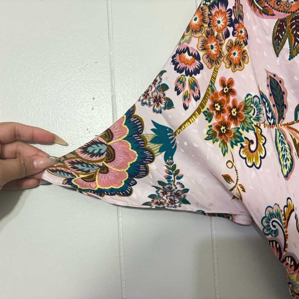 Kachel x Anthropologie Floral Flutter Sleeve Midi Dress Pink Romantic Boho Size - Picture 11 of 16